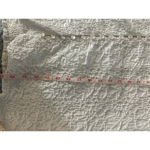 GO SILK Cream Puckered Smocked Blouse M Romantic Boho Victorian Loop Button Top - Picture 11 of 11